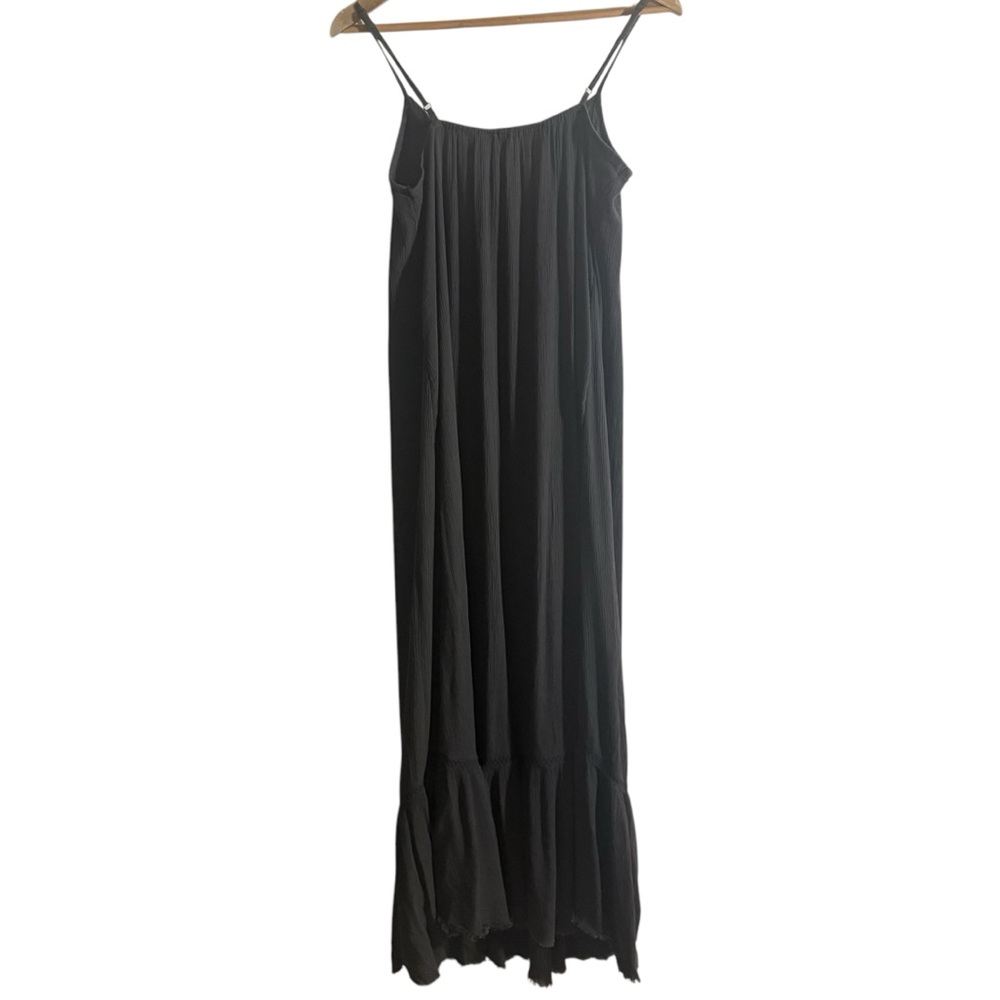 Aerie Summer Maxi Dress Tier Ruffle Hem Spaghetti Straps Gray Womens Size Medium - Picture 3 of 11